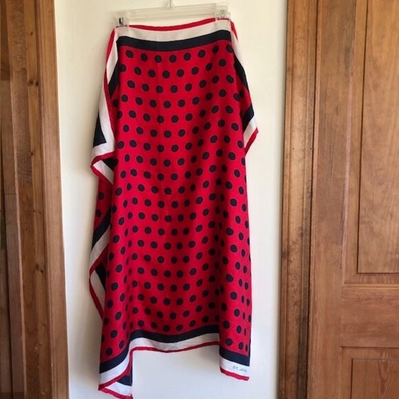 ST. JOHN Red White Blue Polka Dot Square Scarf Vintage Rare - Picture 6 of 16